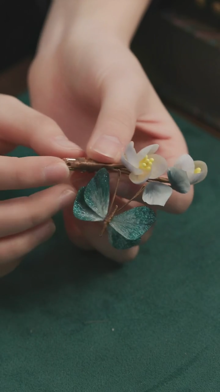 刺绣【高货】湘传礼 桑蚕丝 非遗绒花发夹