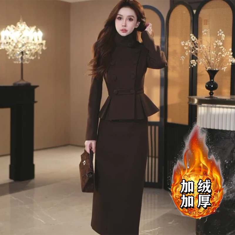 【加绒加厚】【两件套】气质时尚2025冬新款洋气修身显瘦百搭套装2755