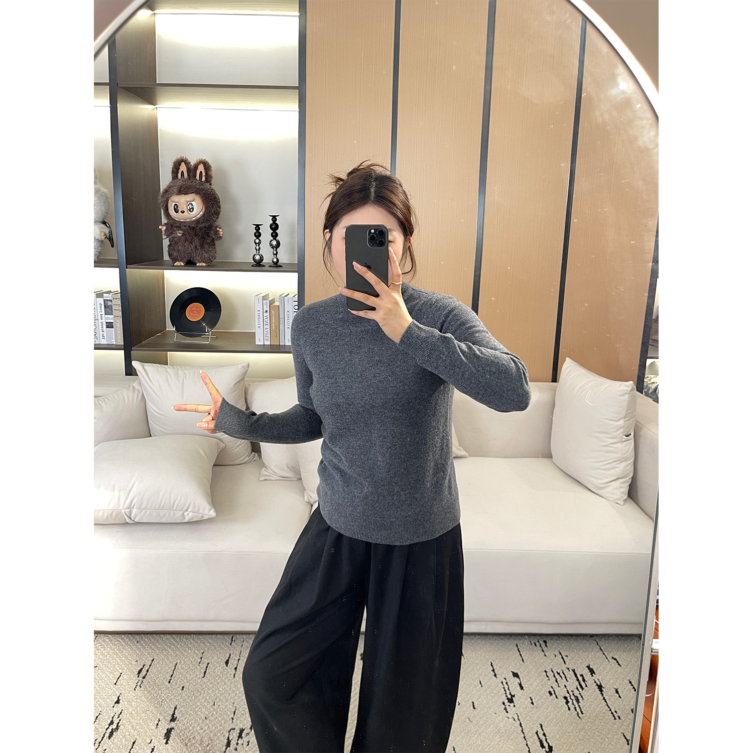 裂渡宣宣【绝顶内搭】圆领半高领打底上衣女冬百搭羊毛羊绒衫ZY1091