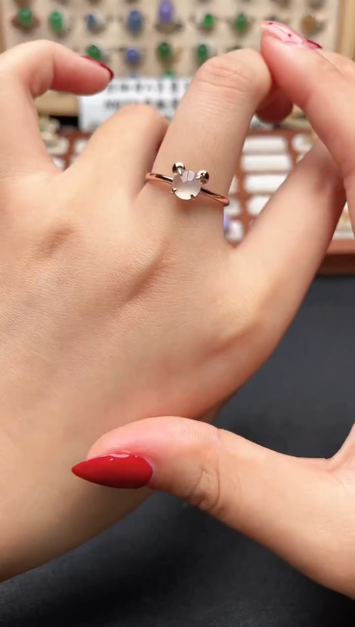 银S925镶嵌戒指翡翠一物一证一礼盒