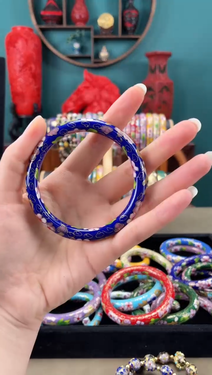 景泰蓝细镯子蓝色58圈口