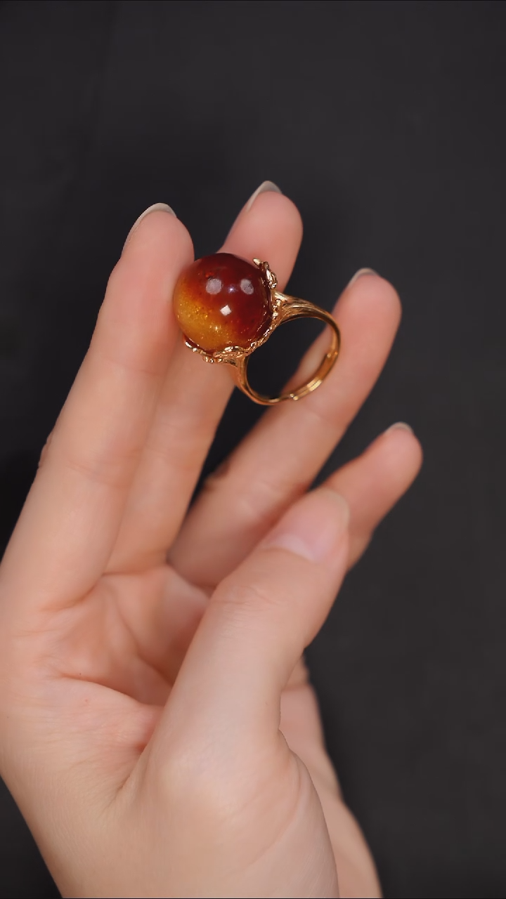 裸石琥珀银S925镶嵌A3407