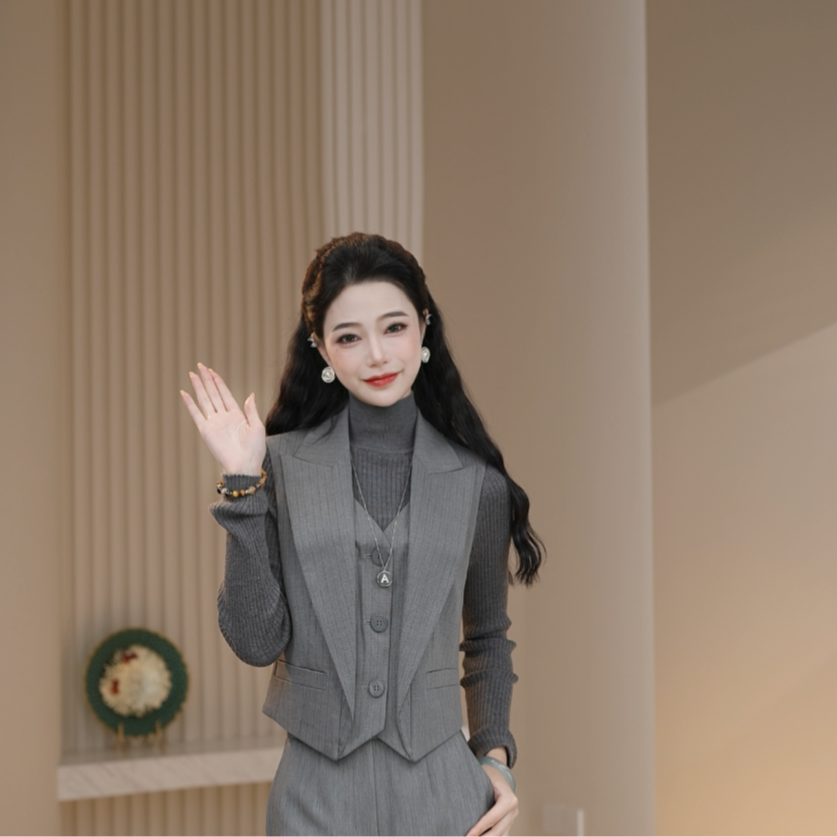 AMASS/阿玛施老风西装内搭坎肩时尚高知率性显瘦马甲女540045