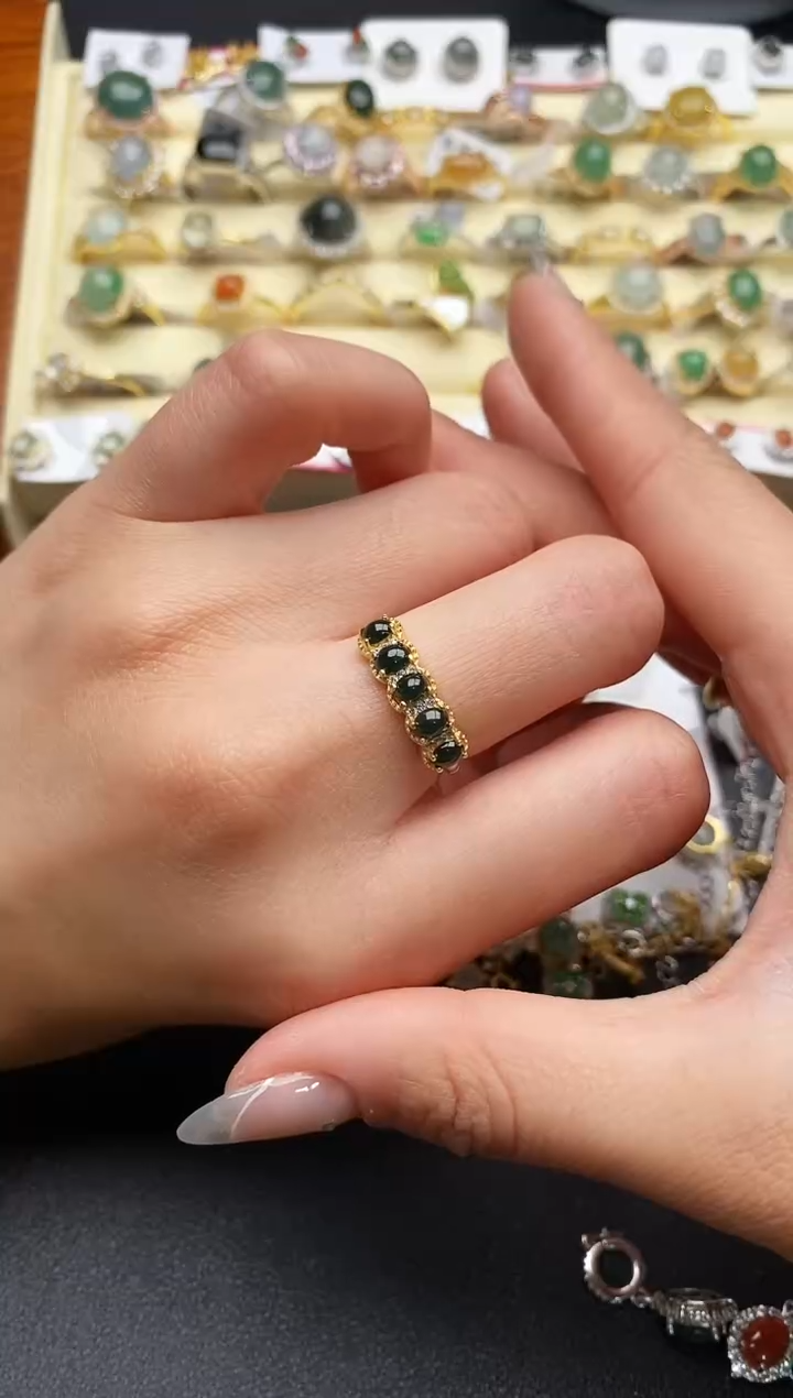 【闪购商品】翡翠戒指银S925镶嵌66666666+4
