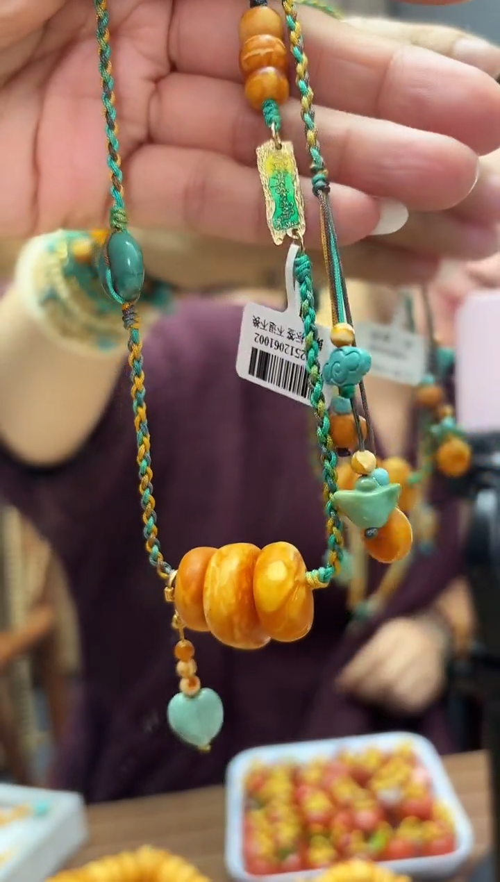 蜜蜡颈饰未镶嵌多样性发一件   设计款锁骨链