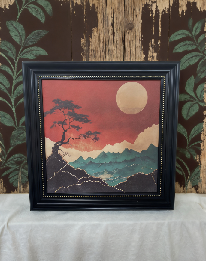 法式复古风山河落日装饰画风客厅卧室酒店民宿墙挂画XD7