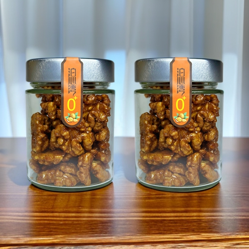 【两瓶装】泊心湾琥珀核桃仁坚果休闲零食真空玻璃瓶包装110g*2