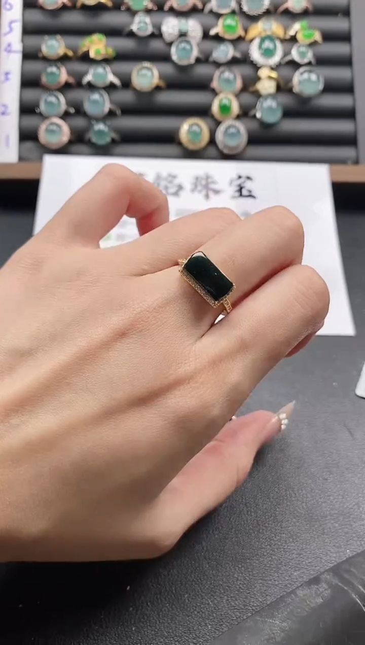 银S925镶嵌戒指翡翠51511