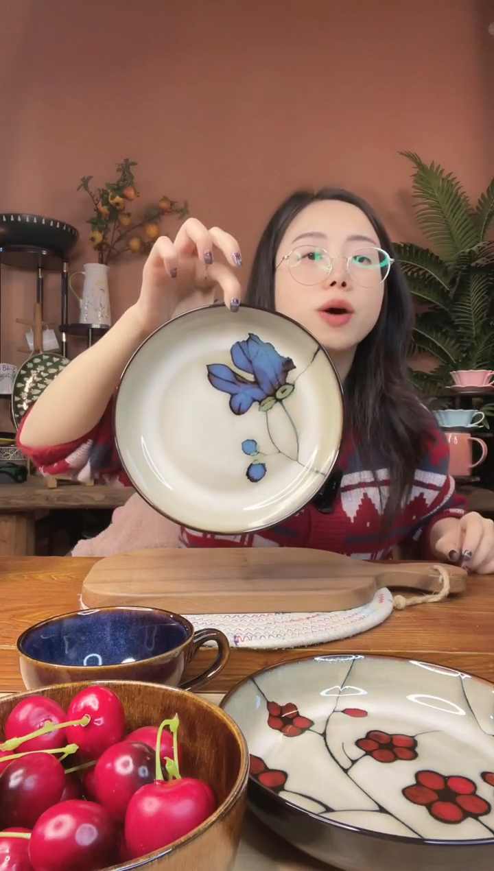 陶瓷8英寸玉兰兰深盘 微瑕疵