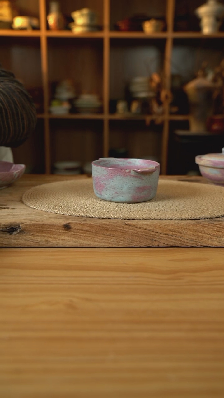 紫色系列的双耳早餐碗1个