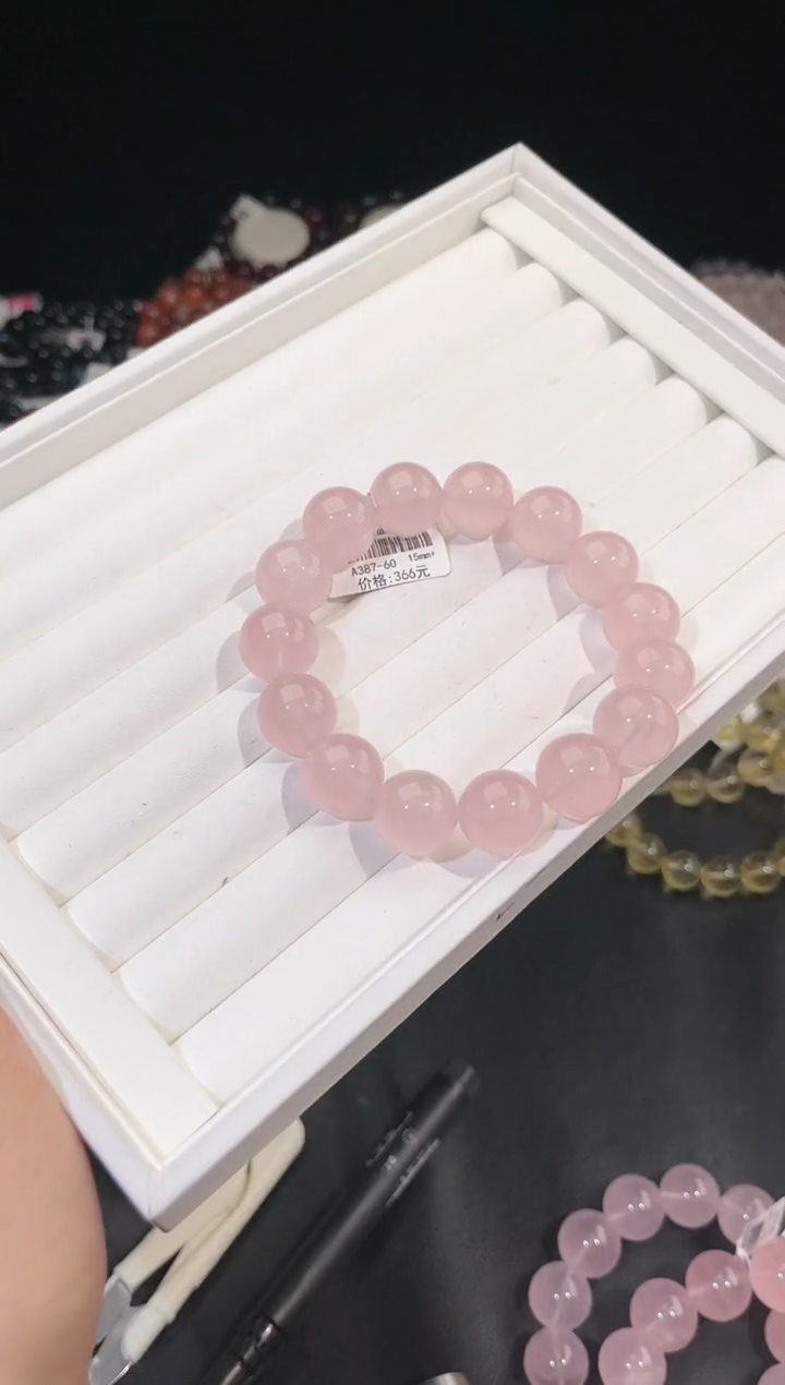 【闪购商品】水晶手链未镶嵌多样性发一粉晶15mm