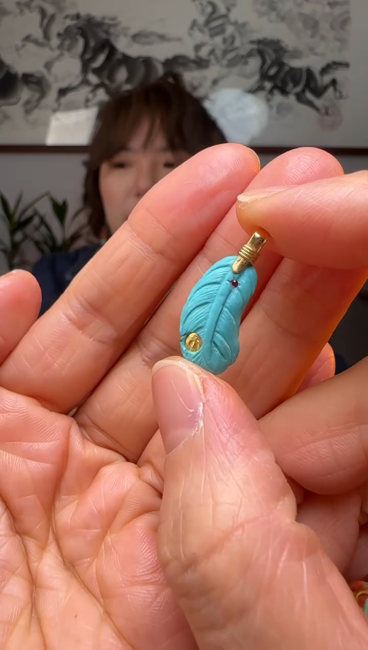 【闪购商品】绿松石吊坠18K金镶嵌时尚百搭A594