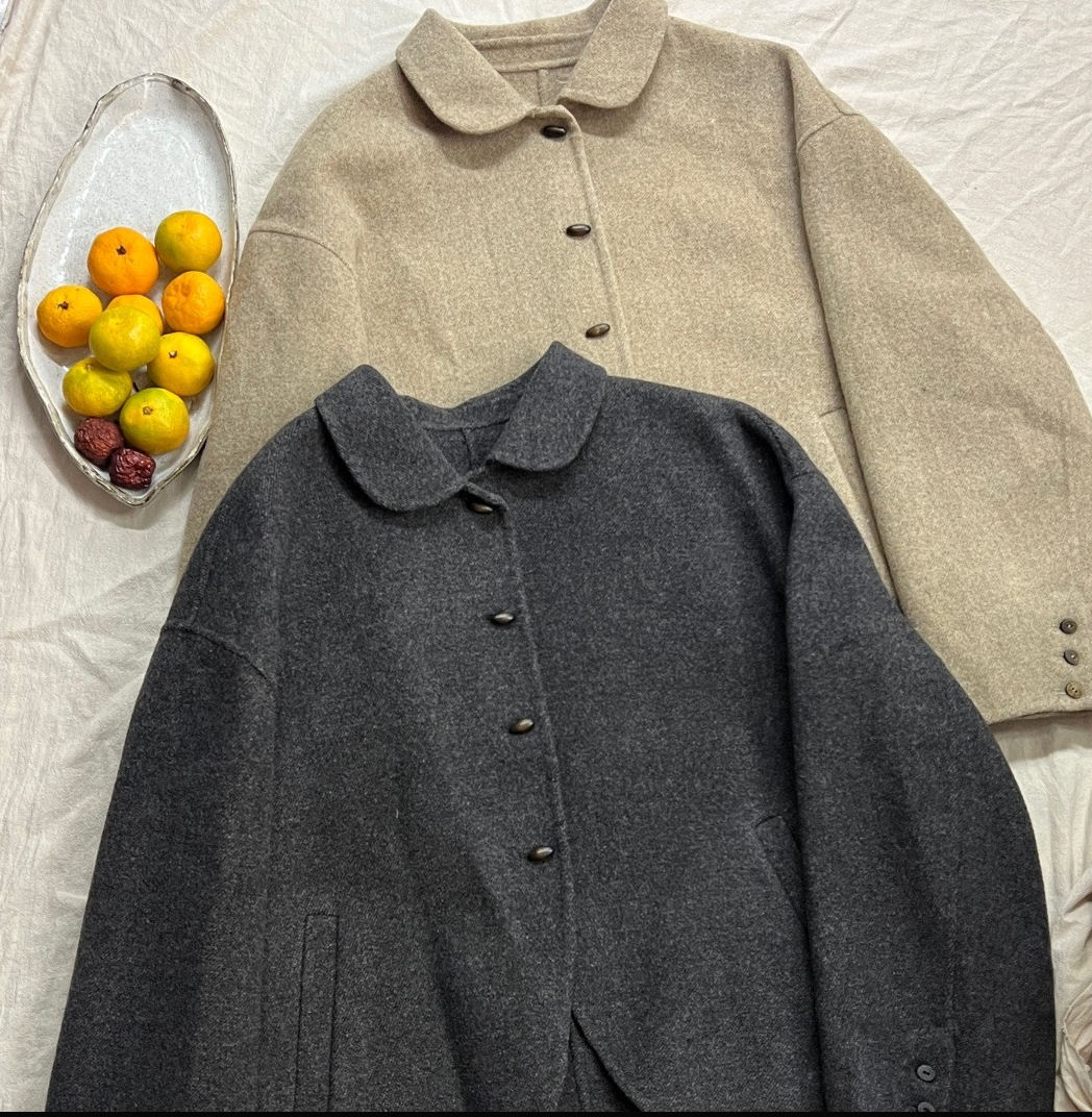 气质百搭娃娃领双面女士秋冬中长款大衣外套