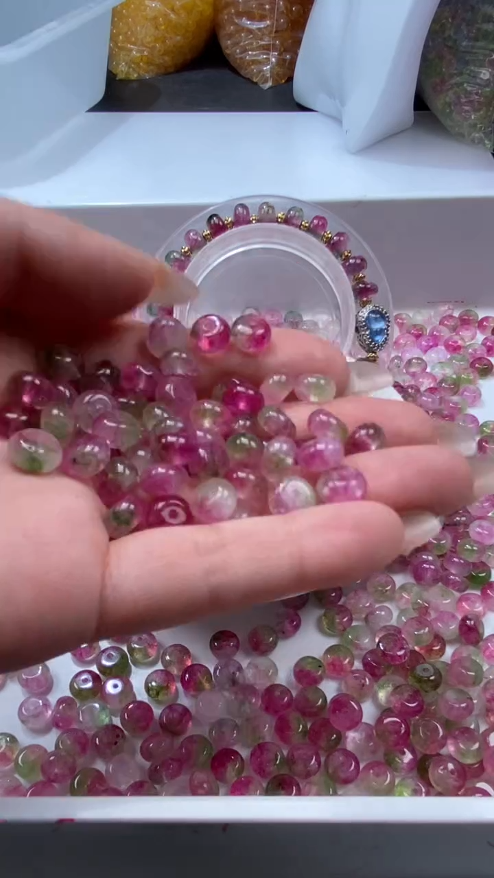 颈饰未镶嵌水晶W3275西瓜碧玺算盘8*5mm*20颗