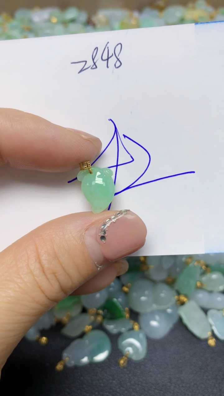 【闪购商品】翡翠挂件18K金镶嵌 天然翡翠A货