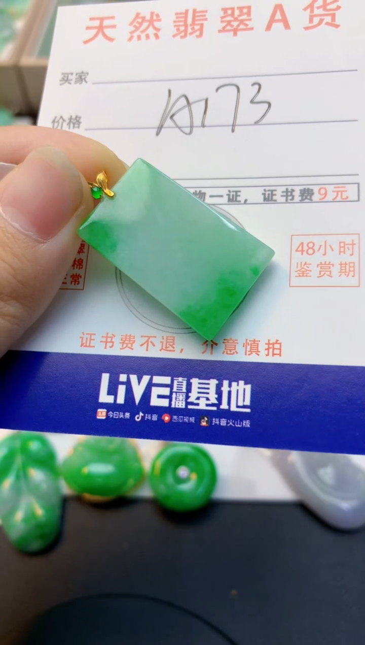 颈饰18K金镶嵌翡翠天然缅甸A货翡翠百元以上9元证书费自理