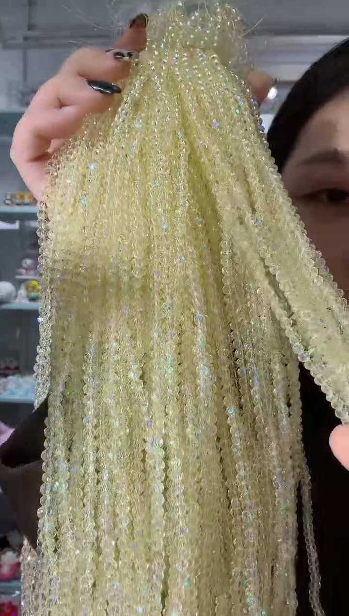 玻璃03138 卡4水晶鹅黄色微光10条