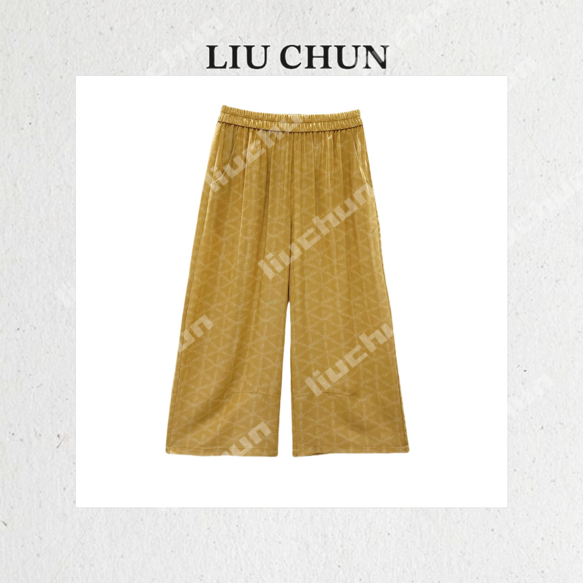 【定位图案】CHUN家夏季宽松时尚休闲桑蚕丝直筒裤