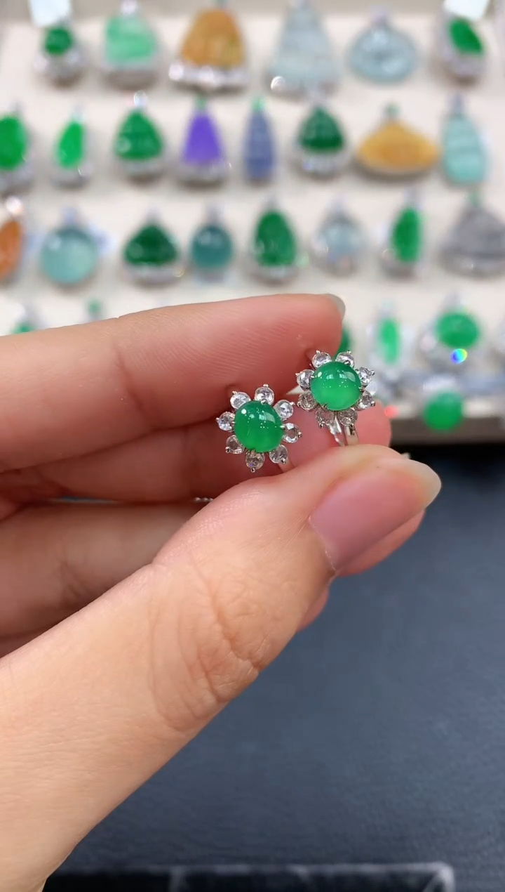 【闪购商品】翡翠耳饰18K金镶嵌D12   
