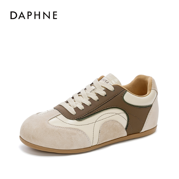 【宋茜代言】2025达芙妮厚底鞋休闲板鞋内增高夏季春秋胶粘皮革拼接