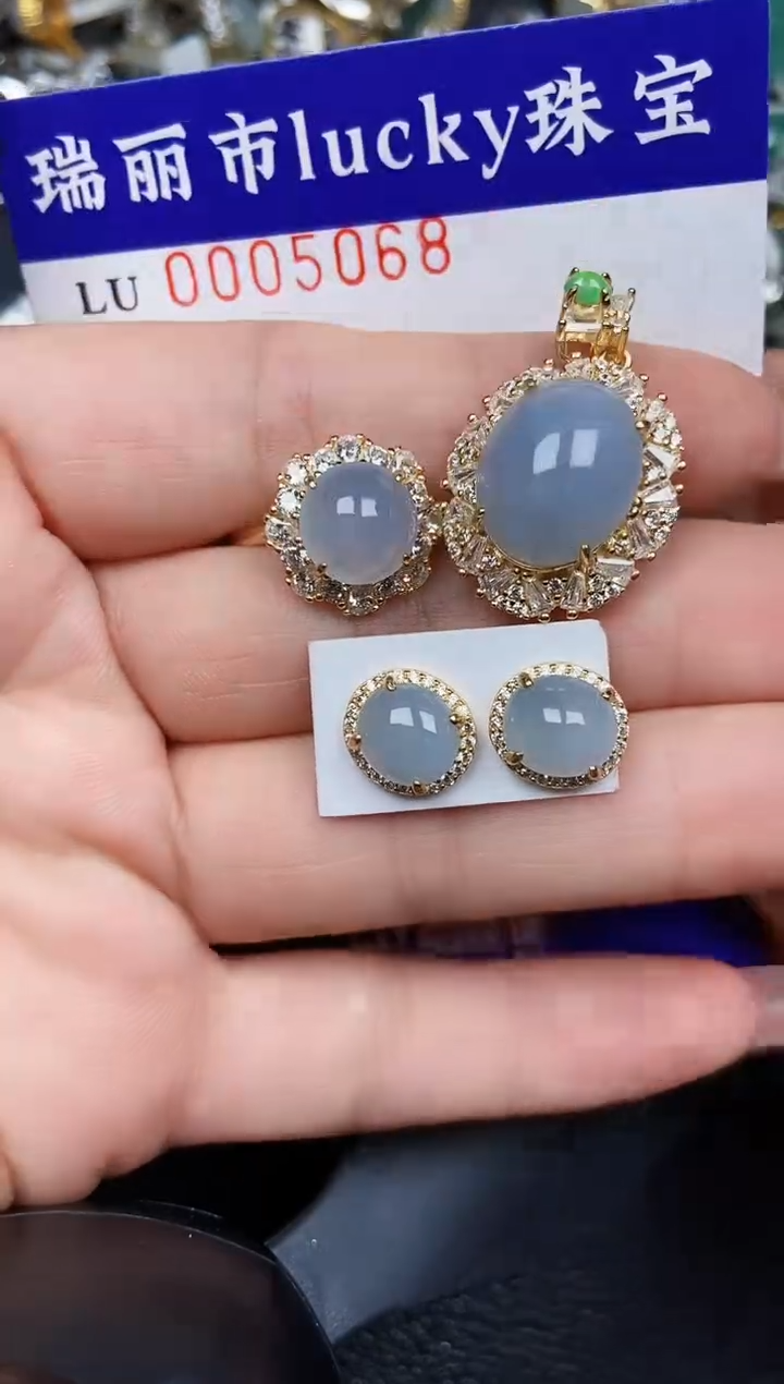 翡翠银S925镶嵌颈饰5068