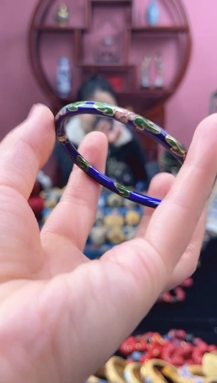 非遗 景泰蓝 开口镯 52-60 宝蓝