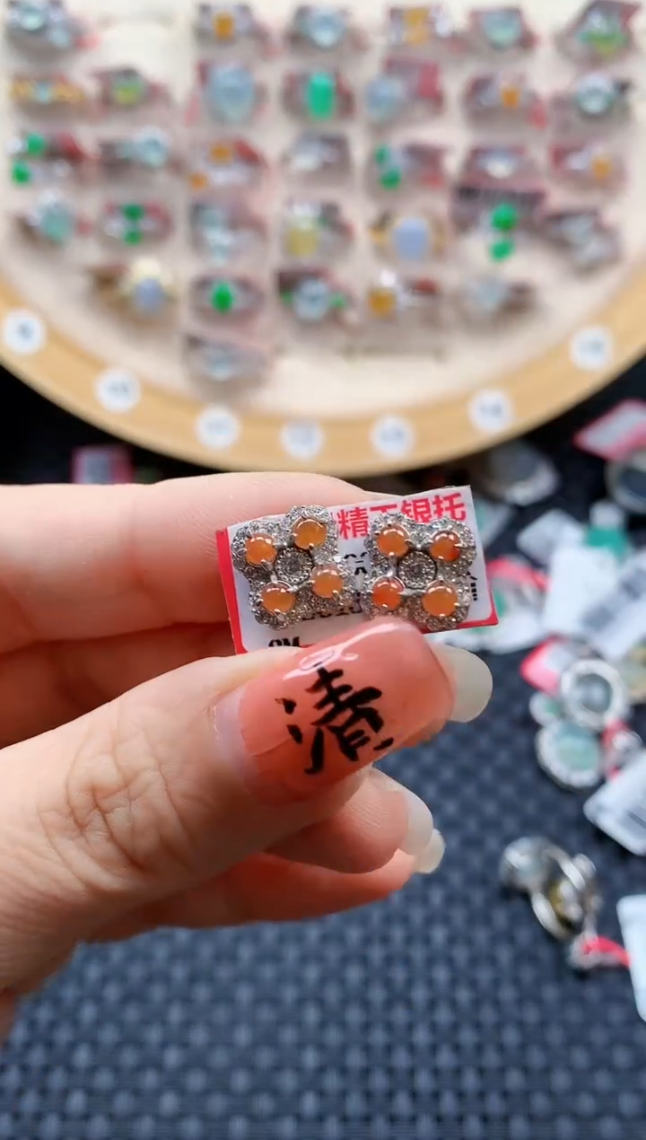 银S925镶嵌戒指翡翠天然A货缅甸翡翠