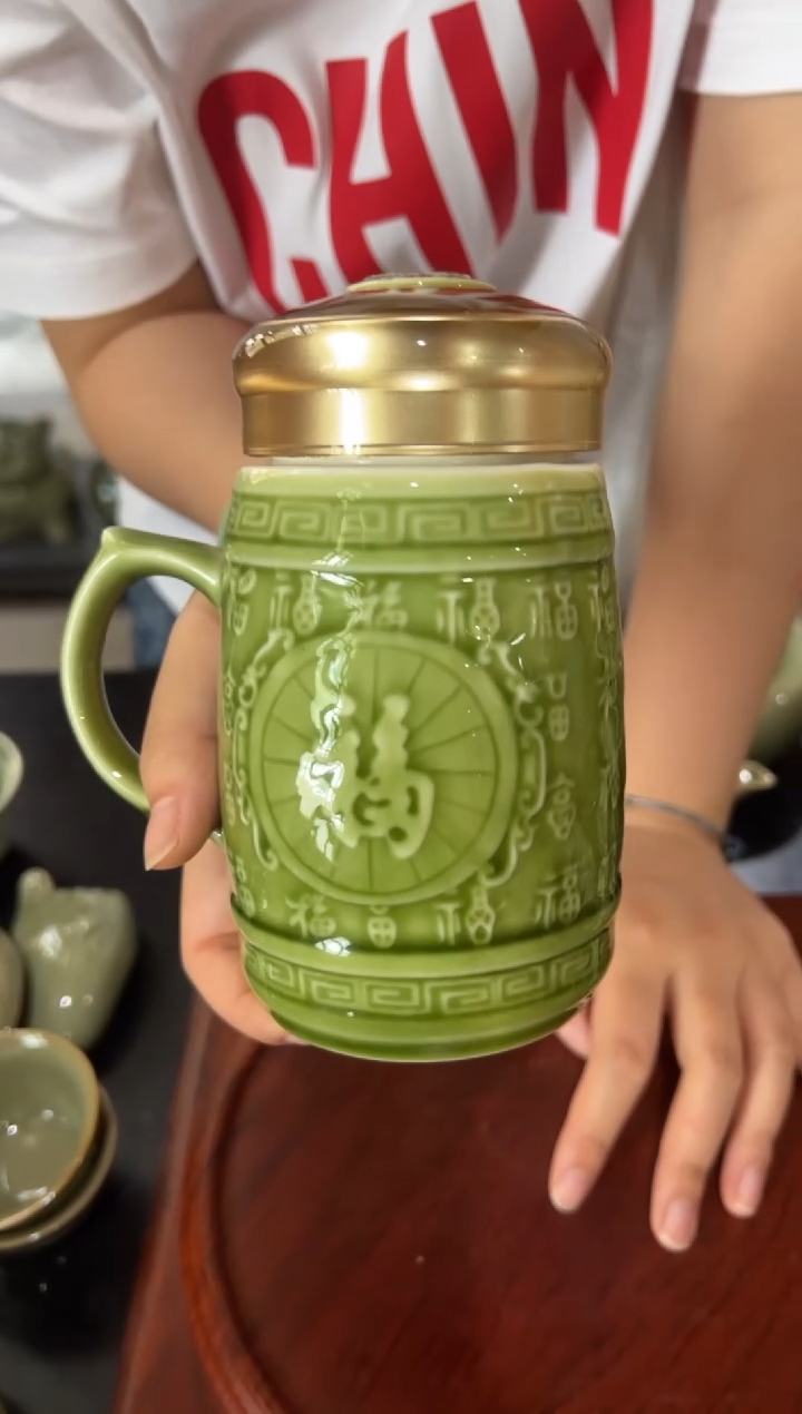 耀州窑药王养生百福杯