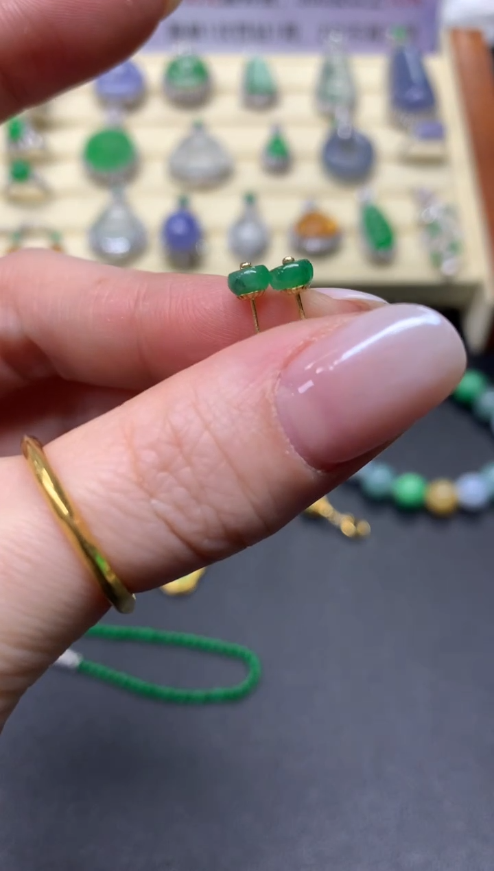 【闪购商品】翡翠耳饰18K金镶嵌多样性发其一|150+30