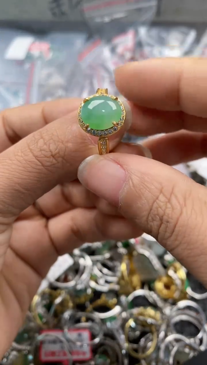 银S925镶嵌戒指翡翠77--3