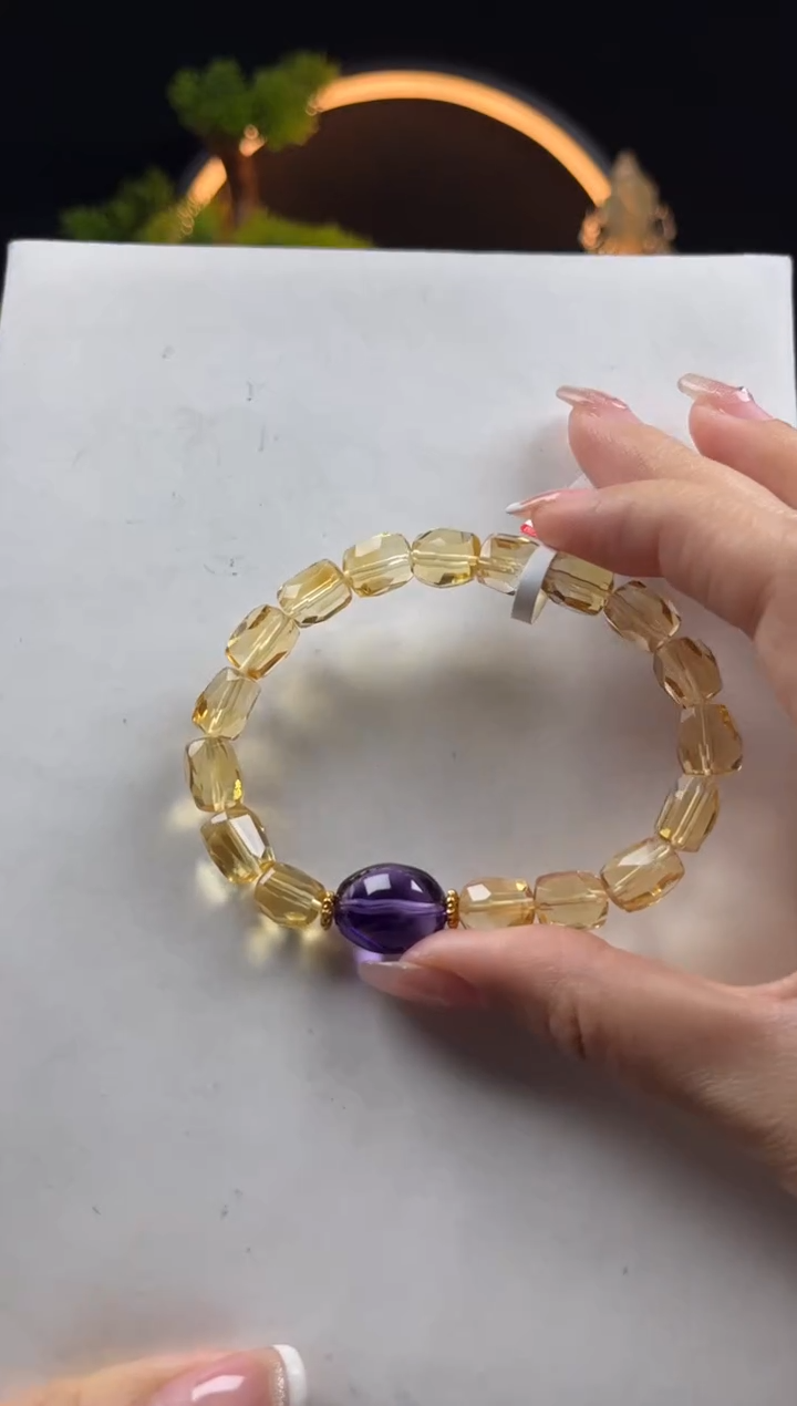 【闪购商品】水晶手链未镶嵌天然黄水晶切面设计手串