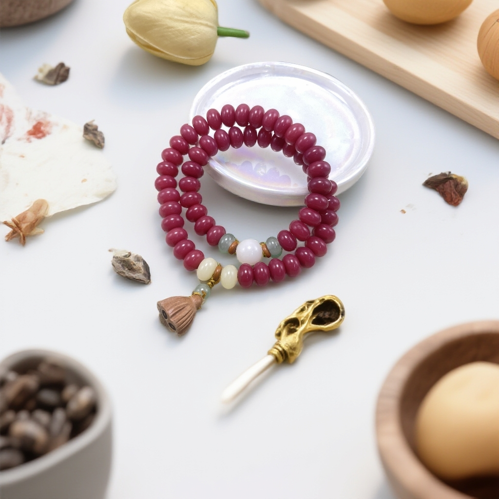 蜜桃粉带绿野仙踪莲蓬菩提双圈561【无礼盒】