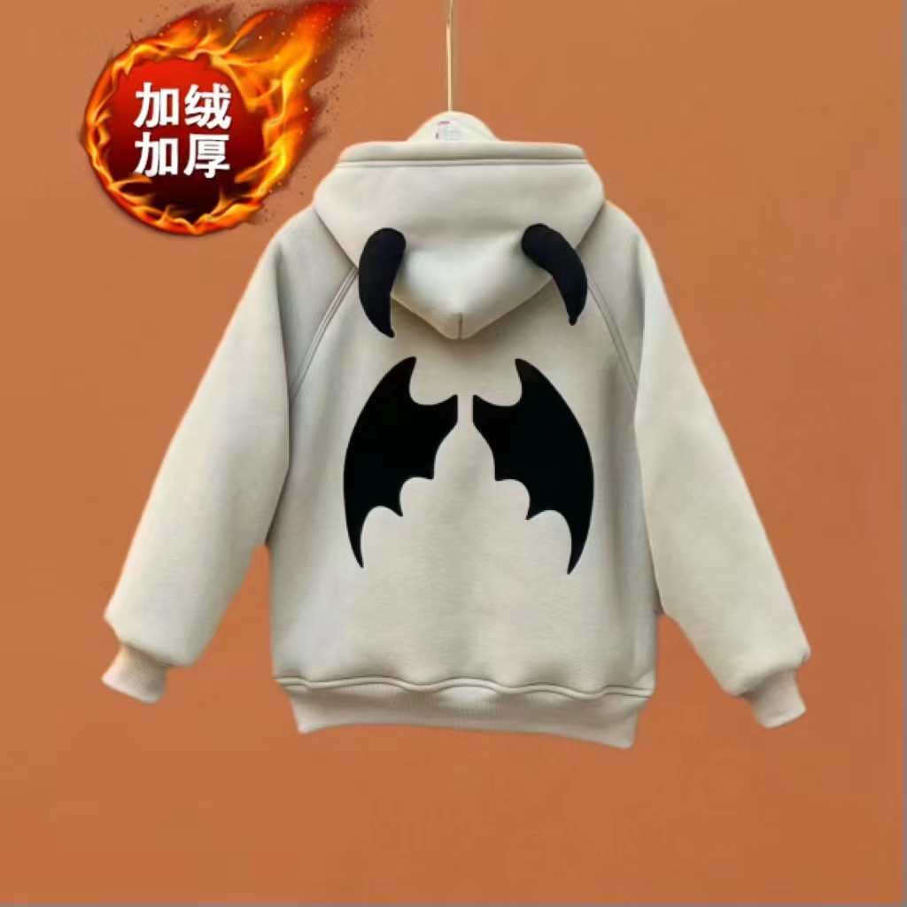 男女童加绒连帽卫衣儿童一体绒上衣小怪兽衣服【不含衬衫】