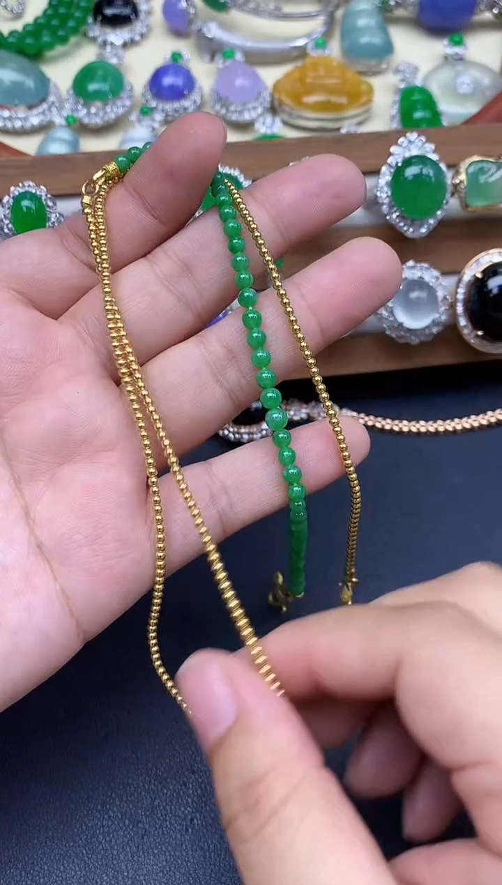 颈饰18K金镶嵌翡翠524-中国好珍宝