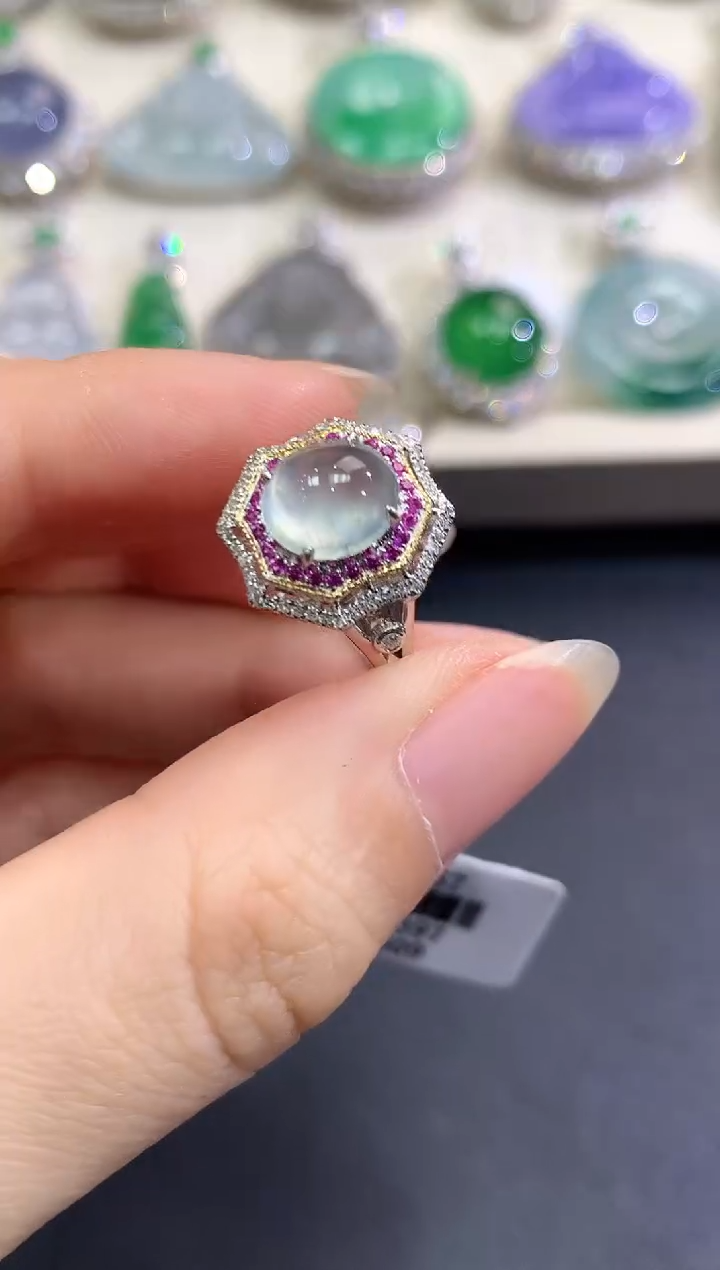 【闪购商品】翡翠戒指18K金镶嵌B33