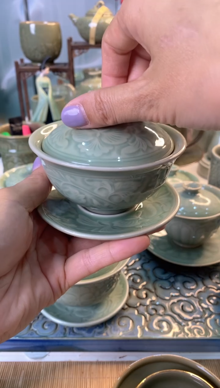 瓷片微瑕 色差 缩小盖碗三才 特价处理