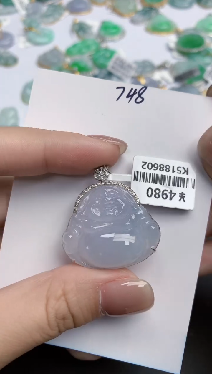 【闪购商品】翡翠颈饰18K金镶嵌天然缅甸翡翠A货