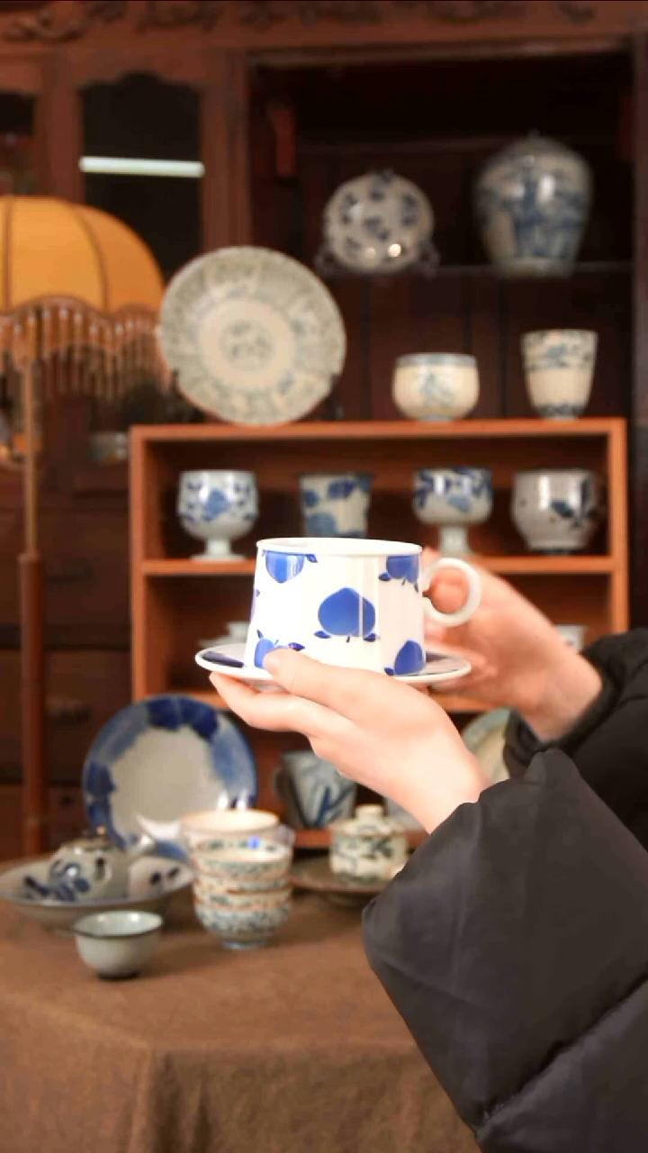 【闪购商品】一杯一碟青花陶瓷一杯一碟