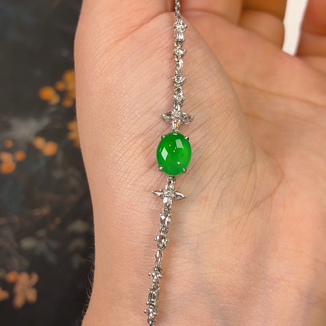 【上品｜手链】天然A货缅甸翡翠18k金镶嵌