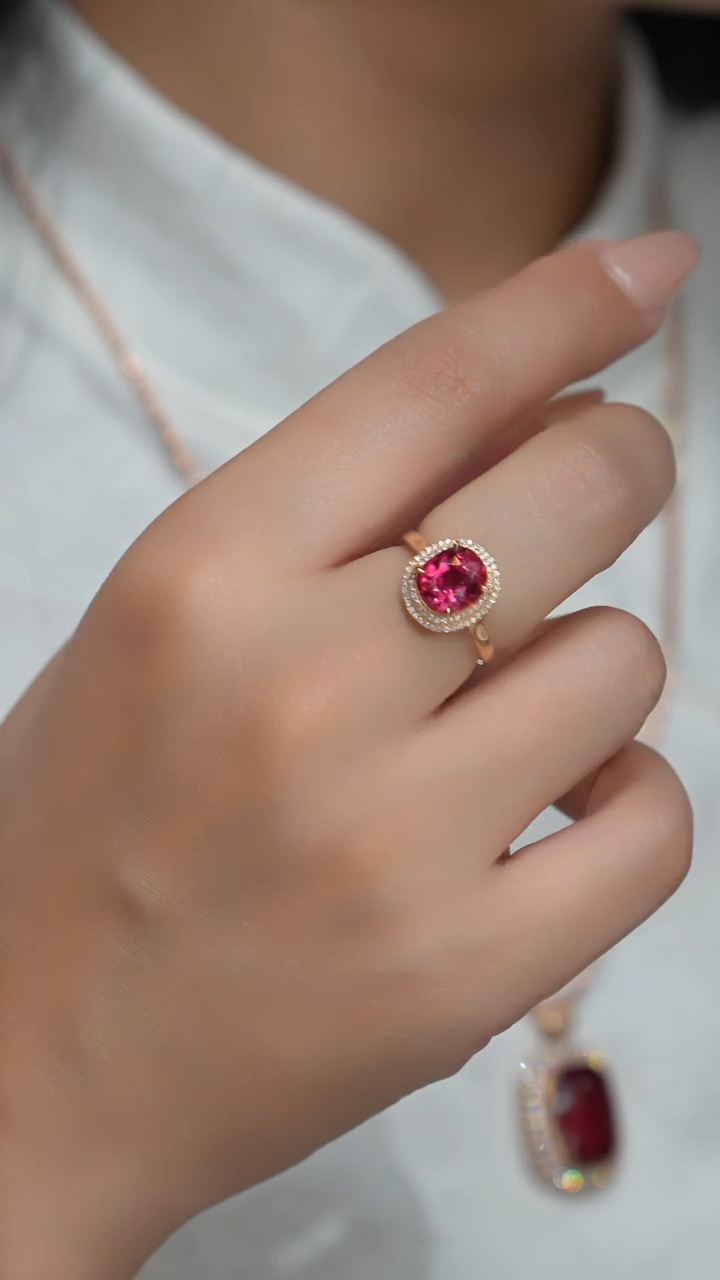 【闪购商品】碧玺18K金戒指18K金镶嵌1