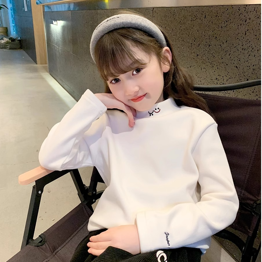 女童打底衫2025秋冬新款儿童中大童半高领保暖长袖T恤上衣 T24402