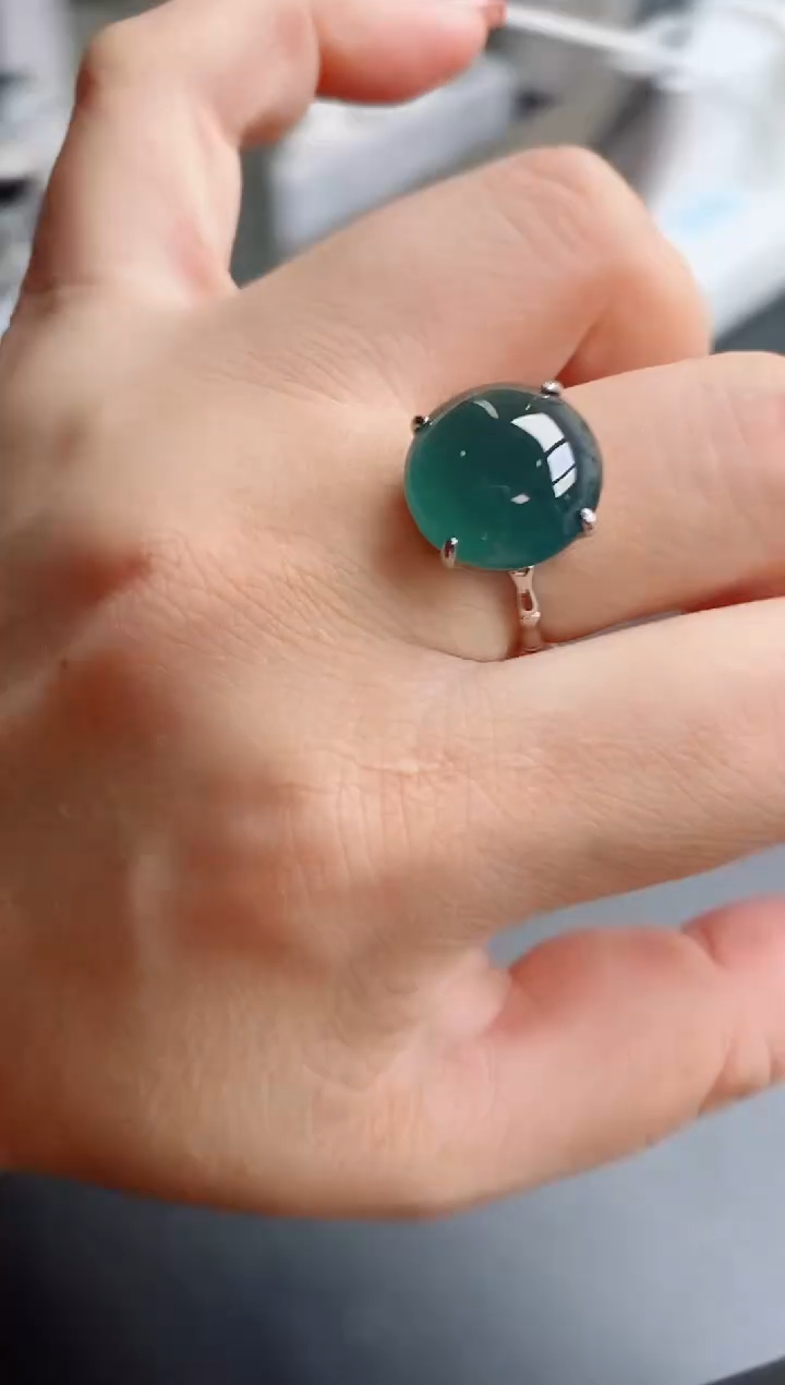 【闪购商品】翡翠戒指银S925镶嵌12121