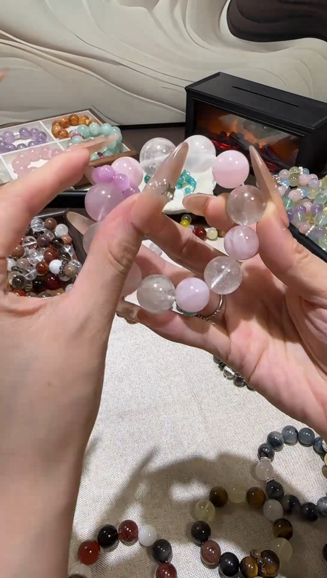 未镶嵌手串水晶粉多宝