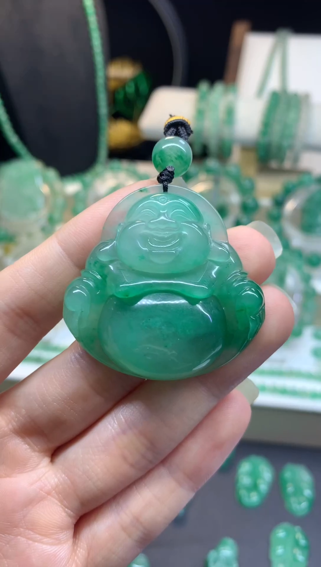 吊坠(不含链)未镶嵌石英质玉（非洲翠）佛公