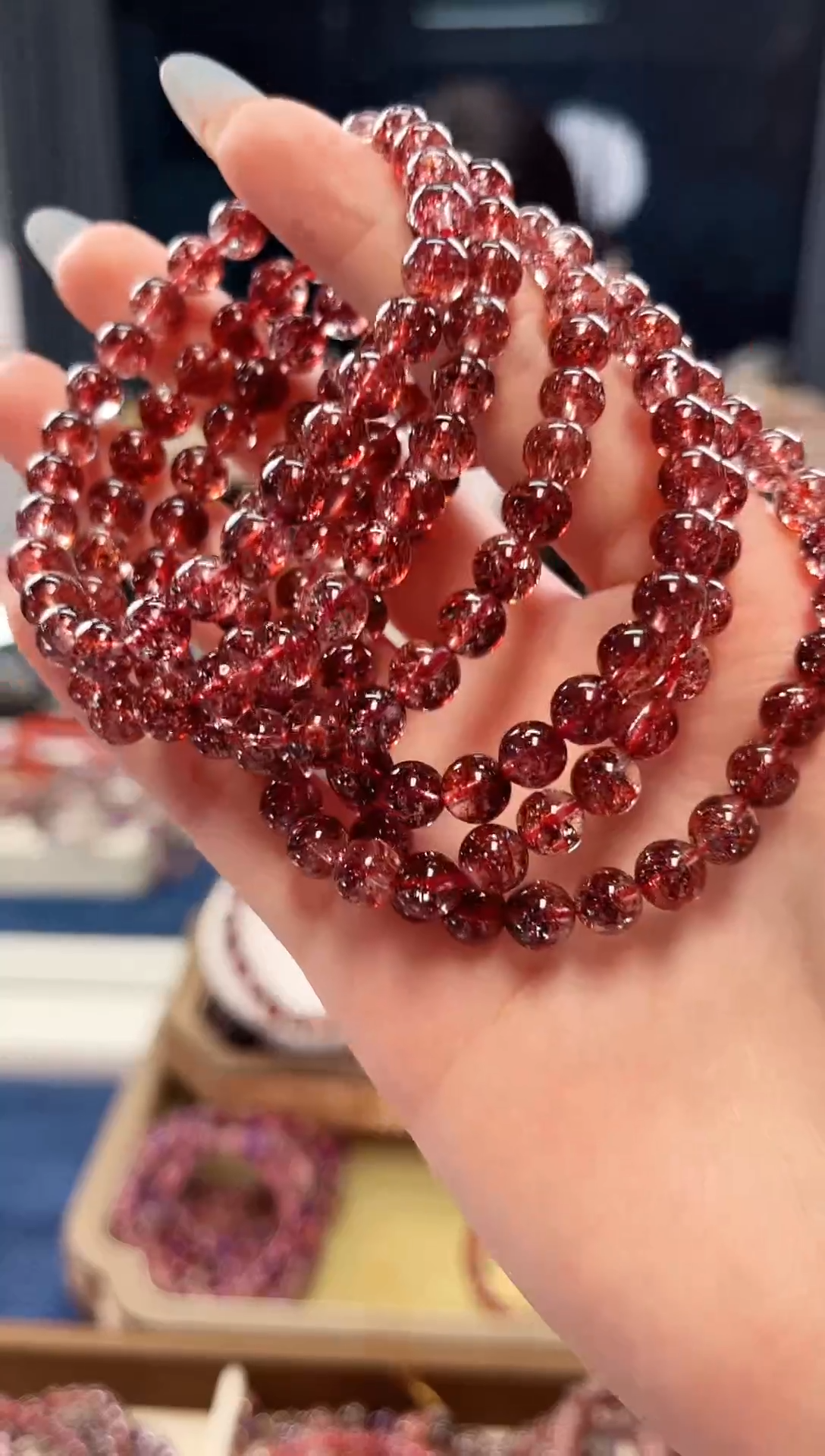 未镶嵌手串水晶金草莓超七单圈手串6mm【多样性发一】