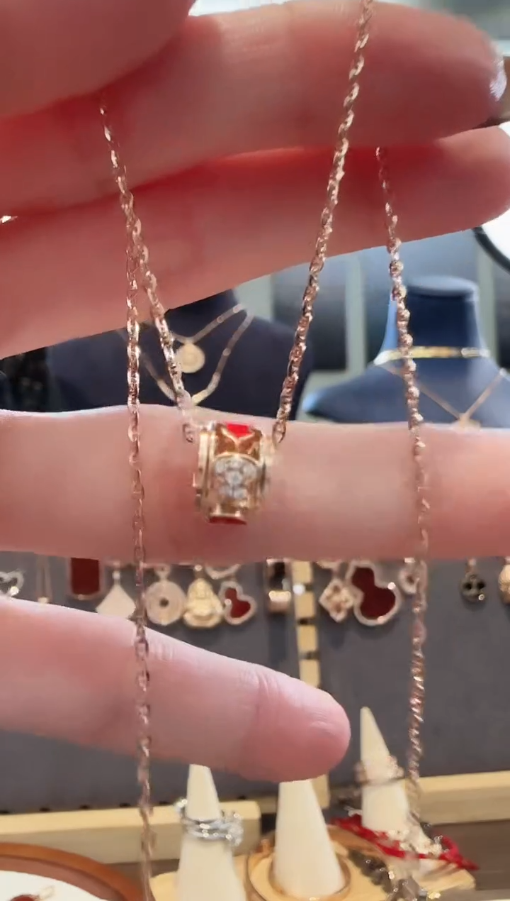 18K金镶嵌吊坠(不含链)天然钻石18K金钻石路路通吊坠不含链