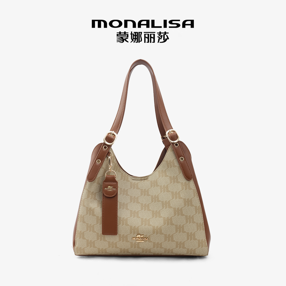 MONALISA/蒙娜丽莎新款百搭老花hobo包时尚通勤大容量手拎单肩包