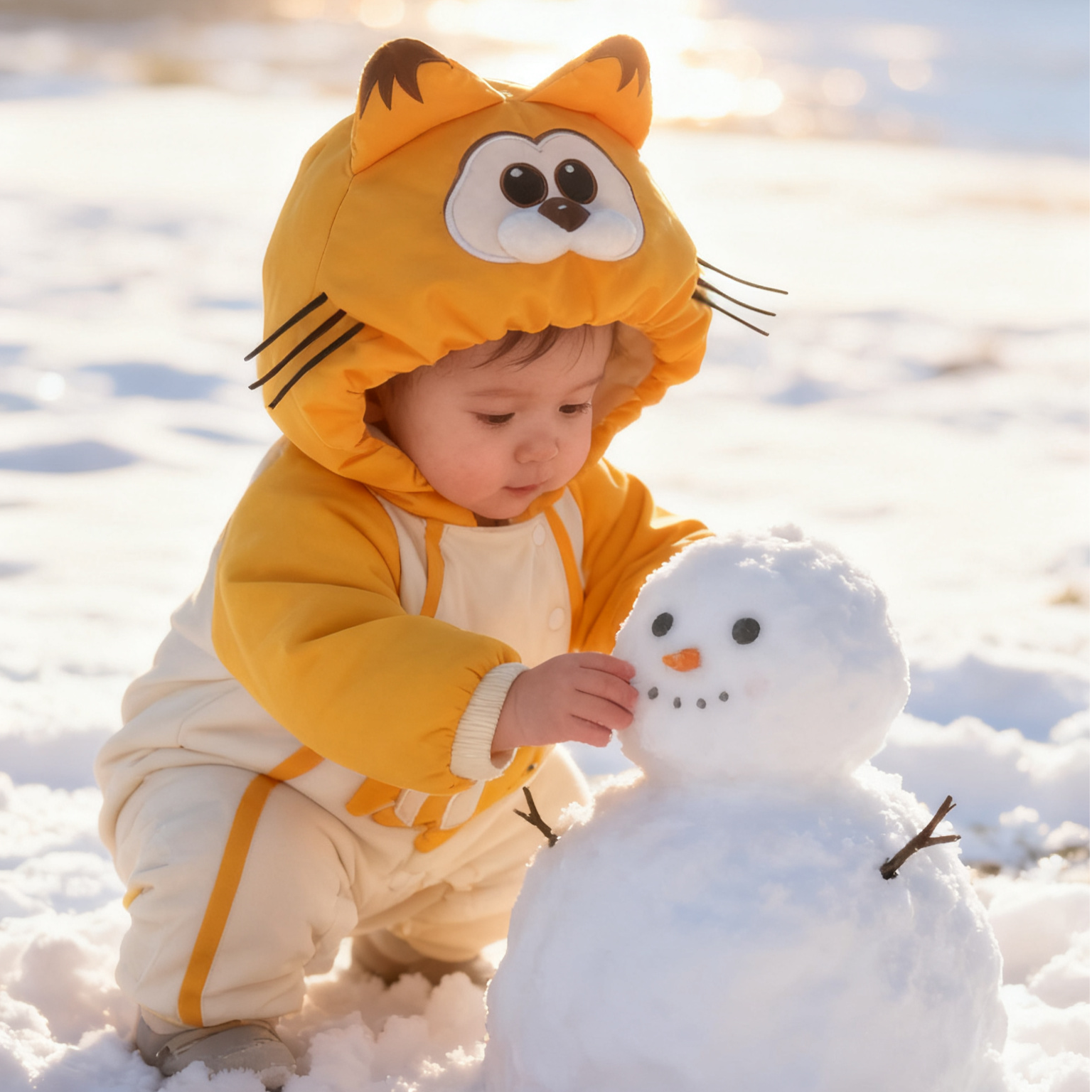 【加菲猫 】新生婴儿衣服冬装可爱超萌宝宝冬季外出服幼儿加厚棉服