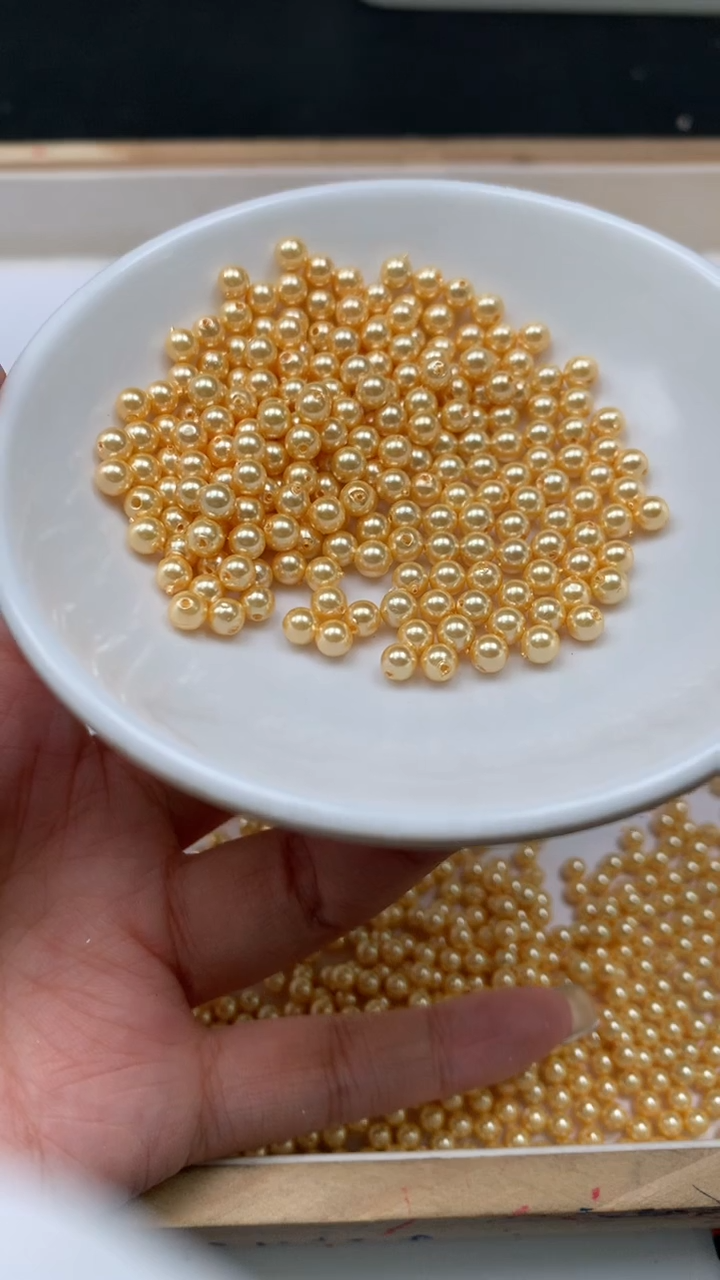 未镶嵌散珠拼合珍珠（马贝珠）M941 金贝珠4mm50个8.8元