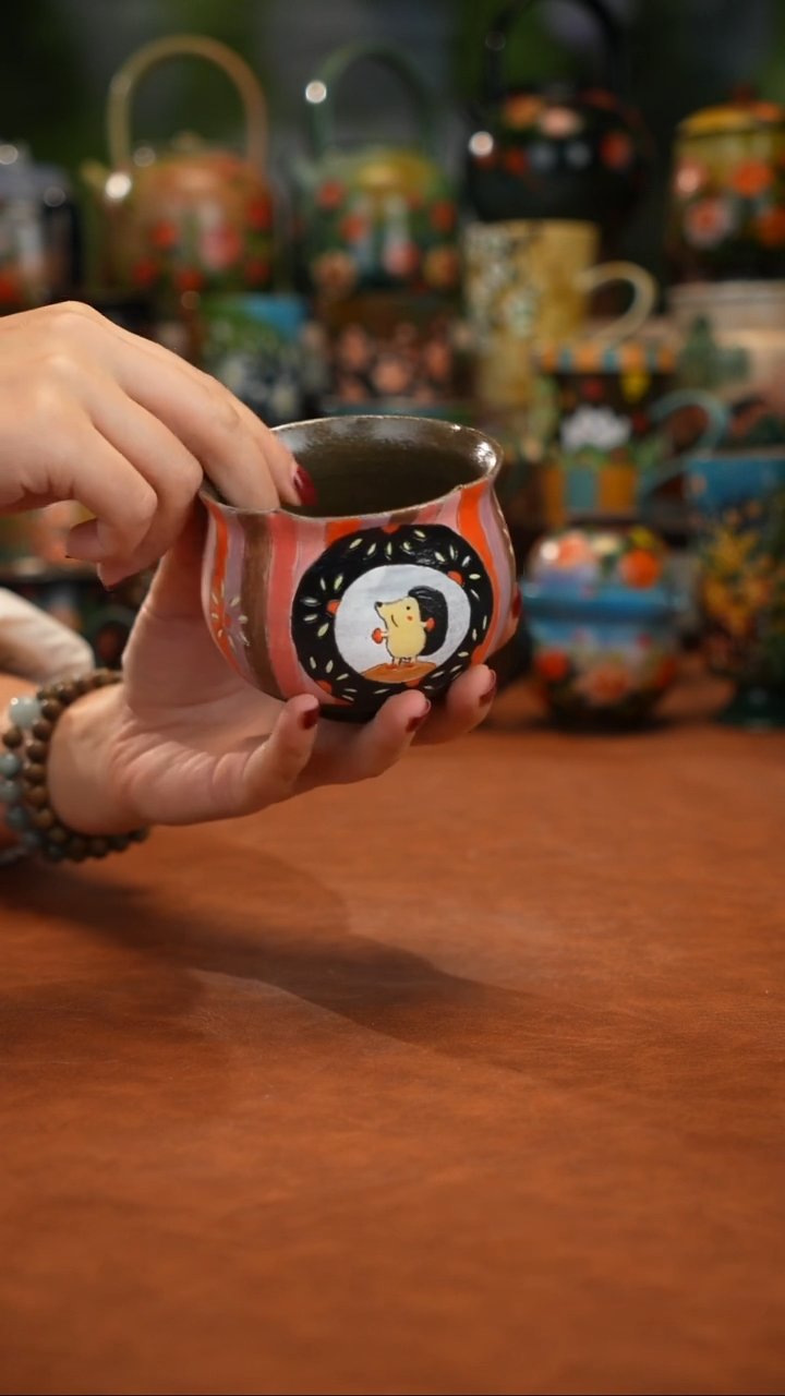 紫砂油画手绘釉下彩